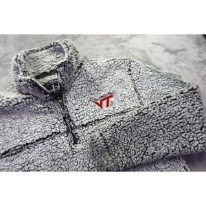 Virginia Tech Hokies VT Fluffy Fleece Jacket Women's‎ Size S Gray